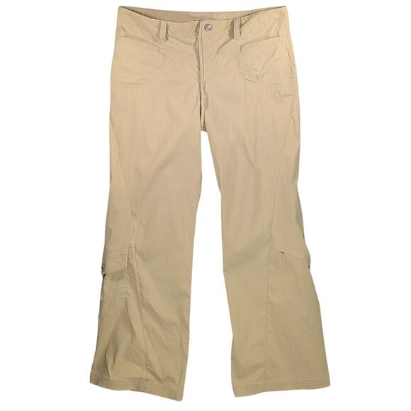 Athleta Dipper Pants Womens 14 Khaki Cargo Boot Cut Y2K Low Rise Outdoor Hiking - Picture 1 of 14
